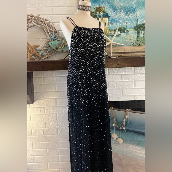 VTG (NWT), Mark & John by Gopal, Stunning Black Beaded Gown,Strap-Back,Size 2X - Picture 4 of 15